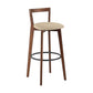 Simple Brown Wood Barstool Nordic Indoor Tall Stool with Upholstered Khaki 1 Piece Clearhalo 'Bar Furniture' 'Bar Stools' 'bar_stools' 'furn' 'furn_bar_stools' 'furniture_bar_stools' 'Kitchen & Dining Furniture' 'kitchen&dining_furn' 'kitchen' 'kitchen_furn' Furniture' 4431178
