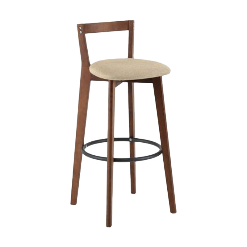Simple Brown Wood Barstool Nordic Indoor Tall Stool with Upholstered Khaki 1 Piece Clearhalo 'Bar Furniture' 'Bar Stools' 'bar_stools' 'furn' 'furn_bar_stools' 'furniture_bar_stools' 'Kitchen & Dining Furniture' 'kitchen&dining_furn' 'kitchen' 'kitchen_furn' Furniture' 4431178