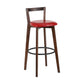 Simple Brown Wood Barstool Nordic Indoor Tall Stool with Upholstered Red 1 Piece Clearhalo 'Bar Furniture' 'Bar Stools' 'bar_stools' 'furn' 'furn_bar_stools' 'furniture_bar_stools' 'Kitchen & Dining Furniture' 'kitchen&dining_furn' 'kitchen' 'kitchen_furn' Furniture' 4431182