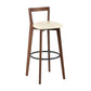 Simple Brown Wood Barstool Nordic Indoor Tall Stool with Upholstered Off-White 1 Piece Clearhalo 'Bar Furniture' 'Bar Stools' 'bar_stools' 'furn' 'furn_bar_stools' 'furniture_bar_stools' 'Kitchen & Dining Furniture' 'kitchen&dining_furn' 'kitchen' 'kitchen_furn' Furniture' 4431183