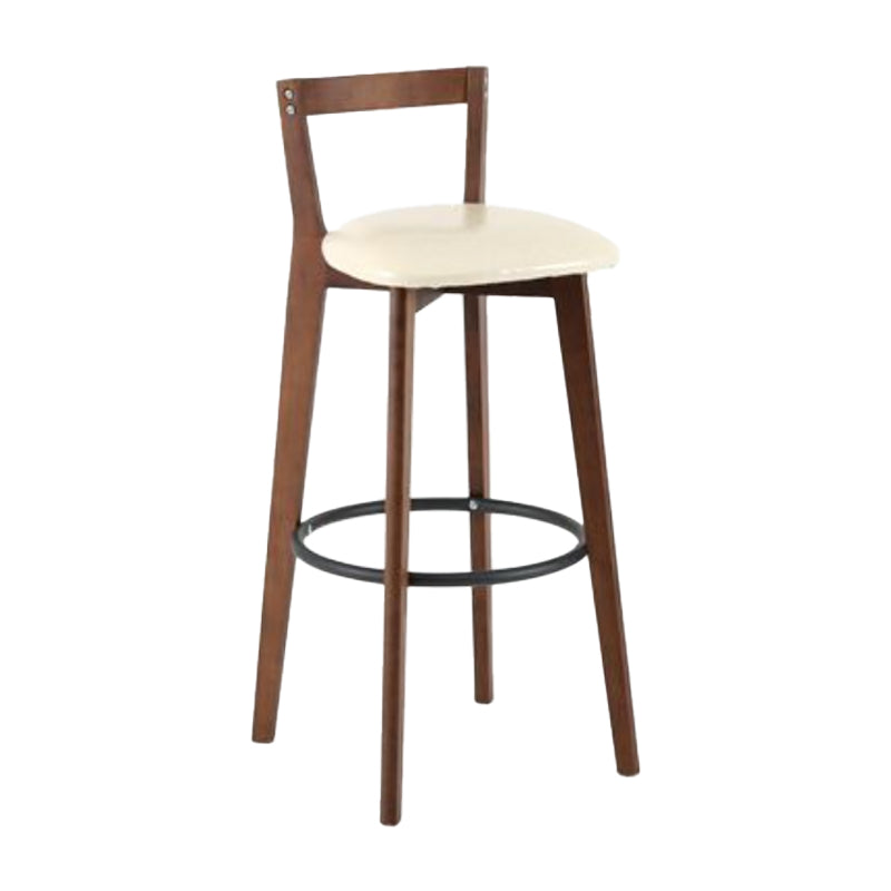 Simple Brown Wood Barstool Nordic Indoor Tall Stool with Upholstered Off-White 1 Piece Clearhalo 'Bar Furniture' 'Bar Stools' 'bar_stools' 'furn' 'furn_bar_stools' 'furniture_bar_stools' 'Kitchen & Dining Furniture' 'kitchen&dining_furn' 'kitchen' 'kitchen_furn' Furniture' 4431183