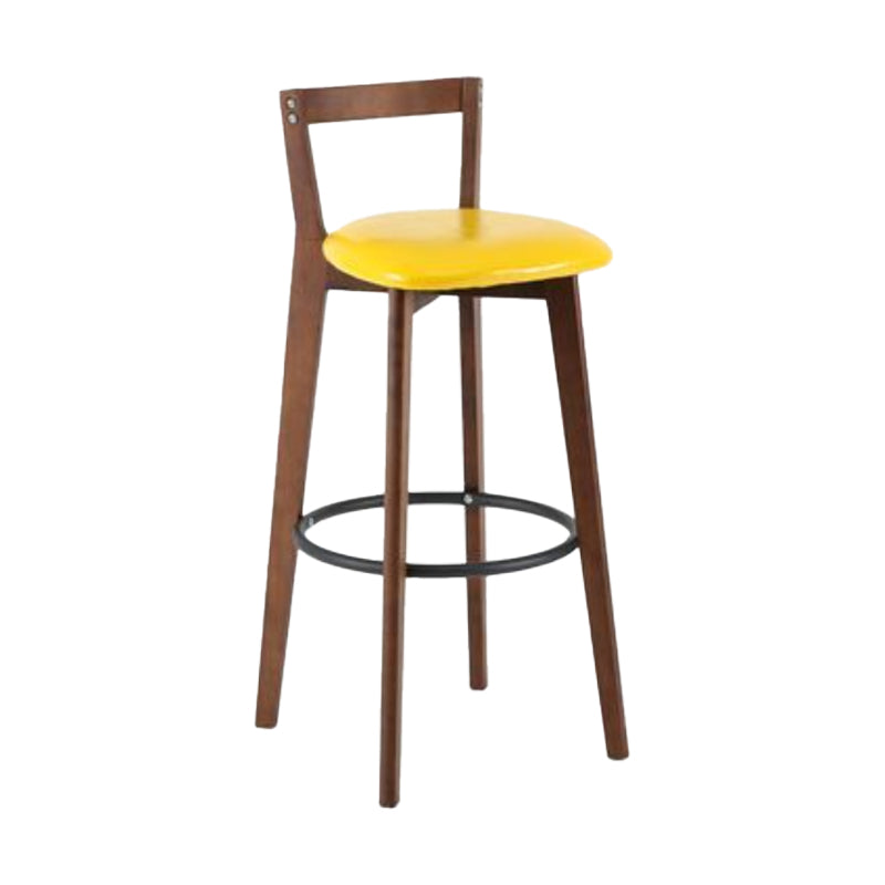 Simple Brown Wood Barstool Nordic Indoor Tall Stool with Upholstered Yellow 1 Piece Clearhalo 'Bar Furniture' 'Bar Stools' 'bar_stools' 'furn' 'furn_bar_stools' 'furniture_bar_stools' 'Kitchen & Dining Furniture' 'kitchen&dining_furn' 'kitchen' 'kitchen_furn' Furniture' 4431184