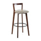 Simple Brown Wood Barstool Nordic Indoor Tall Stool with Upholstered Light Gray 1 Piece Clearhalo 'Bar Furniture' 'Bar Stools' 'bar_stools' 'furn' 'furn_bar_stools' 'furniture_bar_stools' 'Kitchen & Dining Furniture' 'kitchen&dining_furn' 'kitchen' 'kitchen_furn' Furniture' 4431185