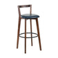 Simple Brown Wood Barstool Nordic Indoor Tall Stool with Upholstered Dark Blue 1 Piece Clearhalo 'Bar Furniture' 'Bar Stools' 'bar_stools' 'furn' 'furn_bar_stools' 'furniture_bar_stools' 'Kitchen & Dining Furniture' 'kitchen&dining_furn' 'kitchen' 'kitchen_furn' Furniture' 4431186