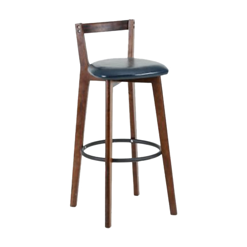 Simple Brown Wood Barstool Nordic Indoor Tall Stool with Upholstered Dark Blue 1 Piece Clearhalo 'Bar Furniture' 'Bar Stools' 'bar_stools' 'furn' 'furn_bar_stools' 'furniture_bar_stools' 'Kitchen & Dining Furniture' 'kitchen&dining_furn' 'kitchen' 'kitchen_furn' Furniture' 4431186