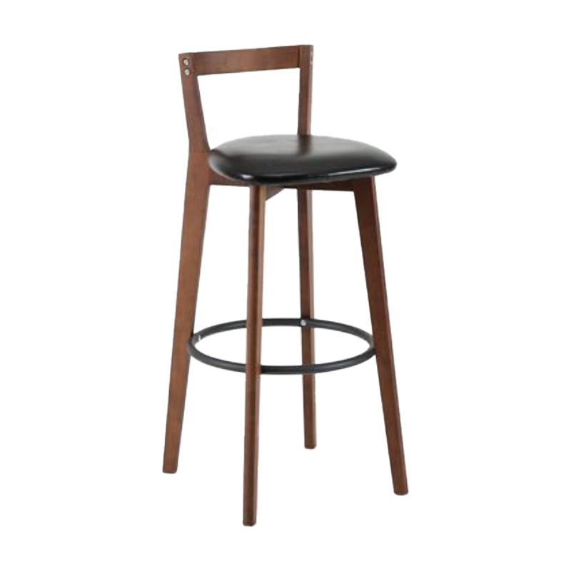 Simple Brown Wood Barstool Nordic Indoor Tall Stool with Upholstered Black 1 Piece Clearhalo 'Bar Furniture' 'Bar Stools' 'bar_stools' 'furn' 'furn_bar_stools' 'furniture_bar_stools' 'Kitchen & Dining Furniture' 'kitchen&dining_furn' 'kitchen' 'kitchen_furn' Furniture' 4431187