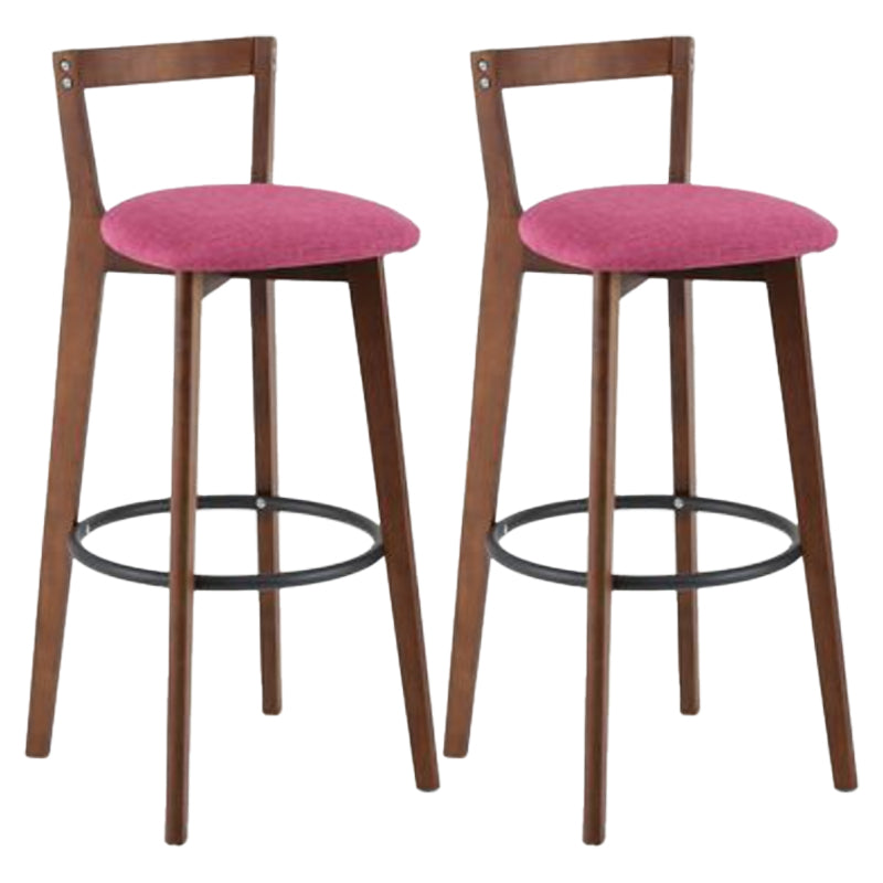 Simple Brown Wood Barstool Nordic Indoor Tall Stool with Upholstered Rose Red 2 Piece Set Clearhalo 'Bar Furniture' 'Bar Stools' 'bar_stools' 'furn' 'furn_bar_stools' 'furniture_bar_stools' 'Kitchen & Dining Furniture' 'kitchen&dining_furn' 'kitchen' 'kitchen_furn' Furniture' 4431192