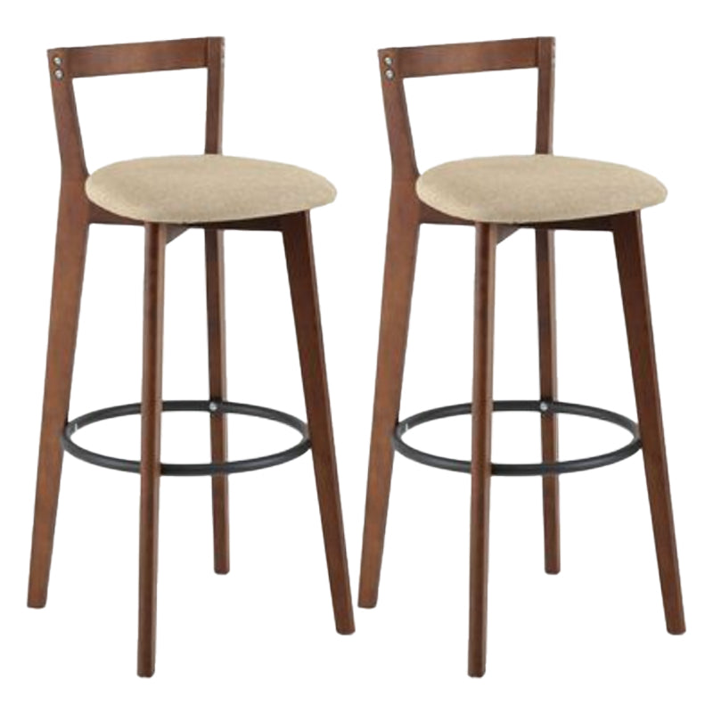 Simple Brown Wood Barstool Nordic Indoor Tall Stool with Upholstered Khaki 2 Piece Set Clearhalo 'Bar Furniture' 'Bar Stools' 'bar_stools' 'furn' 'furn_bar_stools' 'furniture_bar_stools' 'Kitchen & Dining Furniture' 'kitchen&dining_furn' 'kitchen' 'kitchen_furn' Furniture' 4431193