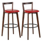 Simple Brown Wood Barstool Nordic Indoor Tall Stool with Upholstered Red 2 Piece Set Clearhalo 'Bar Furniture' 'Bar Stools' 'bar_stools' 'furn' 'furn_bar_stools' 'furniture_bar_stools' 'Kitchen & Dining Furniture' 'kitchen&dining_furn' 'kitchen' 'kitchen_furn' Furniture' 4431196