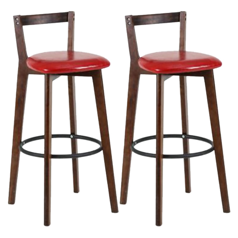 Simple Brown Wood Barstool Nordic Indoor Tall Stool with Upholstered Red 2 Piece Set Clearhalo 'Bar Furniture' 'Bar Stools' 'bar_stools' 'furn' 'furn_bar_stools' 'furniture_bar_stools' 'Kitchen & Dining Furniture' 'kitchen&dining_furn' 'kitchen' 'kitchen_furn' Furniture' 4431196