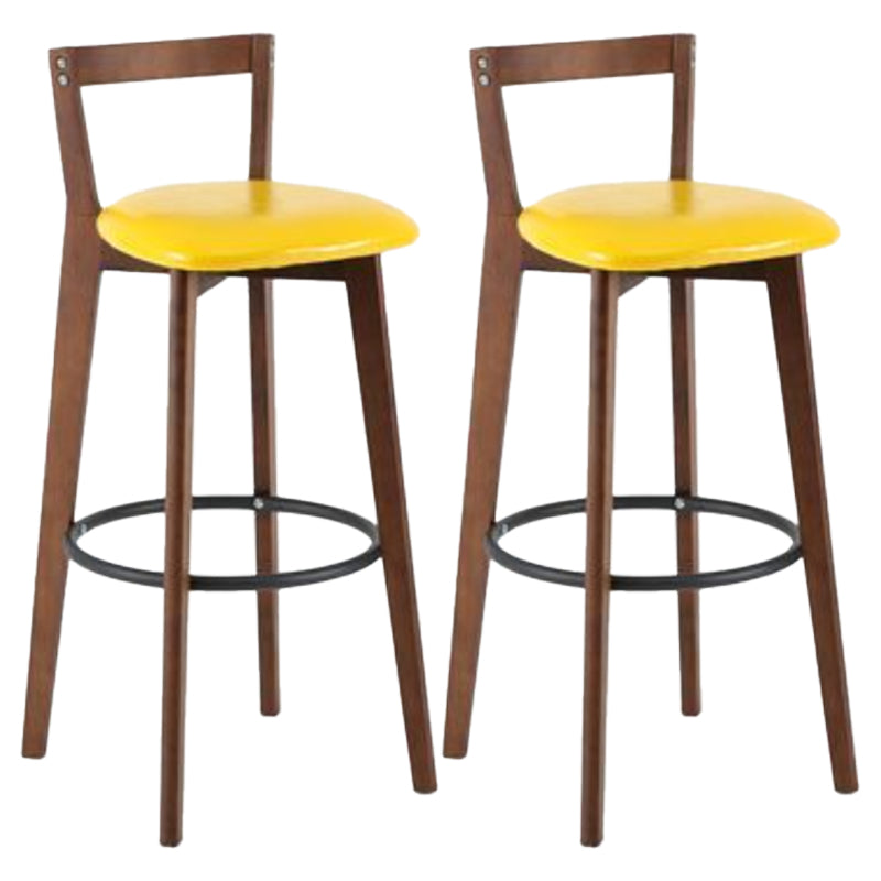 Simple Brown Wood Barstool Nordic Indoor Tall Stool with Upholstered Yellow 2 Piece Set Clearhalo 'Bar Furniture' 'Bar Stools' 'bar_stools' 'furn' 'furn_bar_stools' 'furniture_bar_stools' 'Kitchen & Dining Furniture' 'kitchen&dining_furn' 'kitchen' 'kitchen_furn' Furniture' 4431198