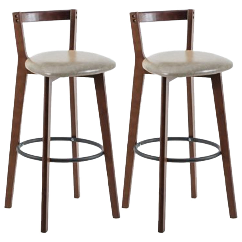 Simple Brown Wood Barstool Nordic Indoor Tall Stool with Upholstered Light Gray 2 Piece Set Clearhalo 'Bar Furniture' 'Bar Stools' 'bar_stools' 'furn' 'furn_bar_stools' 'furniture_bar_stools' 'Kitchen & Dining Furniture' 'kitchen&dining_furn' 'kitchen' 'kitchen_furn' Furniture' 4431199