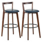 Simple Brown Wood Barstool Nordic Indoor Tall Stool with Upholstered Dark Blue 2 Piece Set Clearhalo 'Bar Furniture' 'Bar Stools' 'bar_stools' 'furn' 'furn_bar_stools' 'furniture_bar_stools' 'Kitchen & Dining Furniture' 'kitchen&dining_furn' 'kitchen' 'kitchen_furn' Furniture' 4431200
