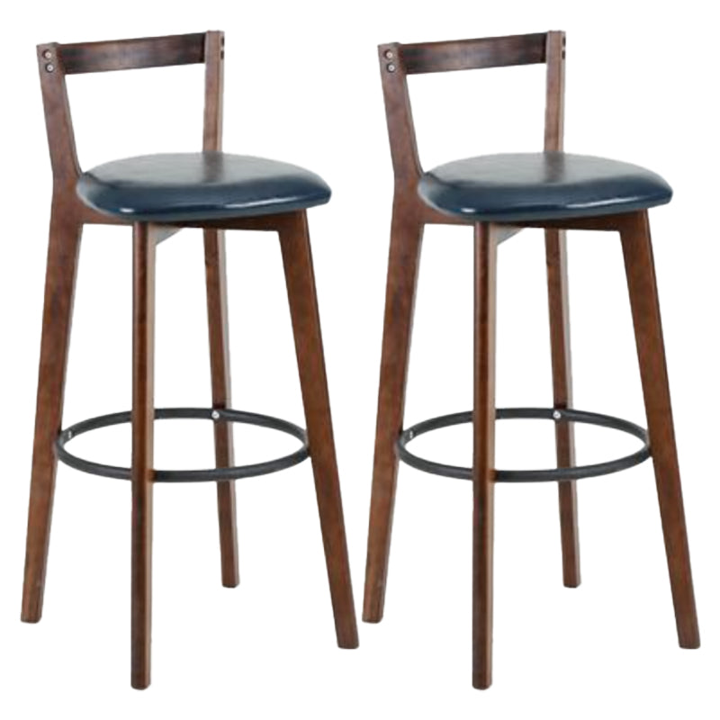 Simple Brown Wood Barstool Nordic Indoor Tall Stool with Upholstered Dark Blue 2 Piece Set Clearhalo 'Bar Furniture' 'Bar Stools' 'bar_stools' 'furn' 'furn_bar_stools' 'furniture_bar_stools' 'Kitchen & Dining Furniture' 'kitchen&dining_furn' 'kitchen' 'kitchen_furn' Furniture' 4431200