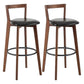 Simple Brown Wood Barstool Nordic Indoor Tall Stool with Upholstered Black 2 Piece Set Clearhalo 'Bar Furniture' 'Bar Stools' 'bar_stools' 'furn' 'furn_bar_stools' 'furniture_bar_stools' 'Kitchen & Dining Furniture' 'kitchen&dining_furn' 'kitchen' 'kitchen_furn' Furniture' 4431201