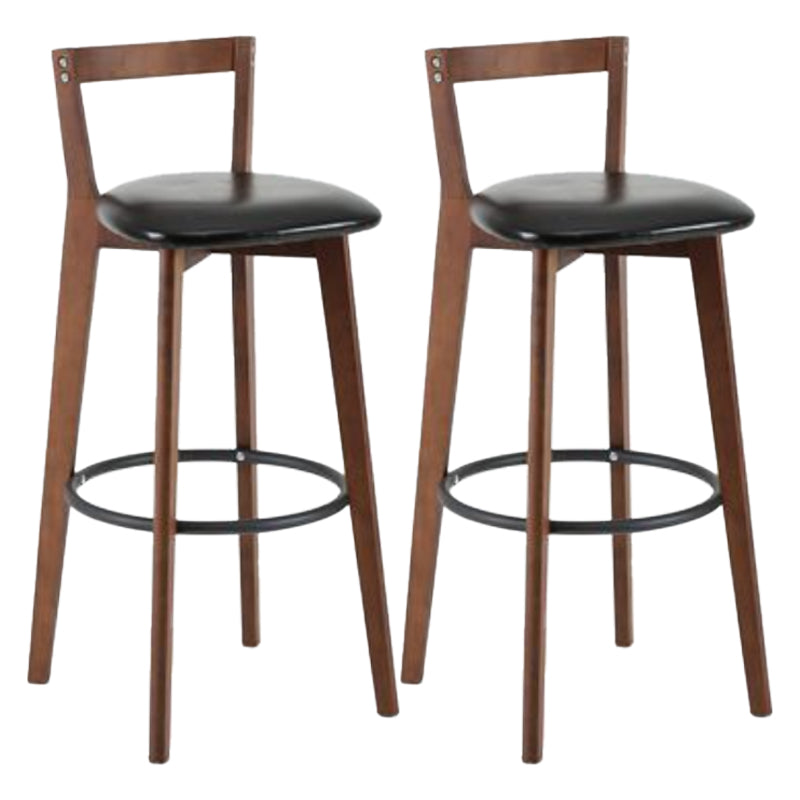 Simple Brown Wood Barstool Nordic Indoor Tall Stool with Upholstered Black 2 Piece Set Clearhalo 'Bar Furniture' 'Bar Stools' 'bar_stools' 'furn' 'furn_bar_stools' 'furniture_bar_stools' 'Kitchen & Dining Furniture' 'kitchen&dining_furn' 'kitchen' 'kitchen_furn' Furniture' 4431201