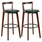 Simple Brown Wood Barstool Nordic Indoor Tall Stool with Upholstered Blackish Green 2 Piece Set Clearhalo 'Bar Furniture' 'Bar Stools' 'bar_stools' 'furn' 'furn_bar_stools' 'furniture_bar_stools' 'Kitchen & Dining Furniture' 'kitchen&dining_furn' 'kitchen' 'kitchen_furn' Furniture' 4431202