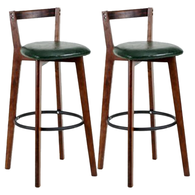 Simple Brown Wood Barstool Nordic Indoor Tall Stool with Upholstered Blackish Green 2 Piece Set Clearhalo 'Bar Furniture' 'Bar Stools' 'bar_stools' 'furn' 'furn_bar_stools' 'furniture_bar_stools' 'Kitchen & Dining Furniture' 'kitchen&dining_furn' 'kitchen' 'kitchen_furn' Furniture' 4431202