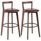 Simple Brown Wood Barstool Nordic Indoor Tall Stool with Upholstered Brown 2 Piece Set Clearhalo 'Bar Furniture' 'Bar Stools' 'bar_stools' 'furn' 'furn_bar_stools' 'furniture_bar_stools' 'Kitchen & Dining Furniture' 'kitchen&dining_furn' 'kitchen' 'kitchen_furn' Furniture' 4431203
