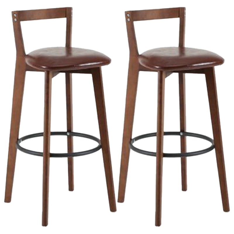Simple Brown Wood Barstool Nordic Indoor Tall Stool with Upholstered Brown 2 Piece Set Clearhalo 'Bar Furniture' 'Bar Stools' 'bar_stools' 'furn' 'furn_bar_stools' 'furniture_bar_stools' 'Kitchen & Dining Furniture' 'kitchen&dining_furn' 'kitchen' 'kitchen_furn' Furniture' 4431203