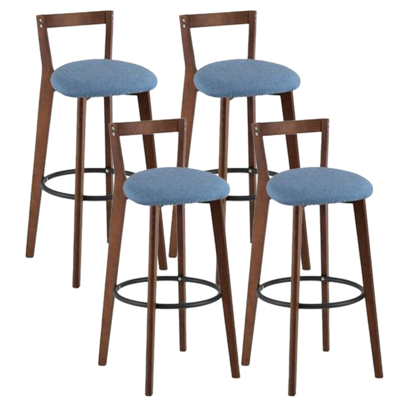 Simple Brown Wood Barstool Nordic Indoor Tall Stool with Upholstered Light Blue 4 Piece Set Clearhalo 'Bar Furniture' 'Bar Stools' 'bar_stools' 'furn' 'furn_bar_stools' 'furniture_bar_stools' 'Kitchen & Dining Furniture' 'kitchen&dining_furn' 'kitchen' 'kitchen_furn' Furniture' 4431204