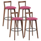 Simple Brown Wood Barstool Nordic Indoor Tall Stool with Upholstered Rose Red 4 Piece Set Clearhalo 'Bar Furniture' 'Bar Stools' 'bar_stools' 'furn' 'furn_bar_stools' 'furniture_bar_stools' 'Kitchen & Dining Furniture' 'kitchen&dining_furn' 'kitchen' 'kitchen_furn' Furniture' 4431206