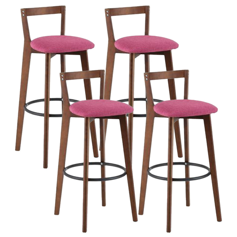 Simple Brown Wood Barstool Nordic Indoor Tall Stool with Upholstered Rose Red 4 Piece Set Clearhalo 'Bar Furniture' 'Bar Stools' 'bar_stools' 'furn' 'furn_bar_stools' 'furniture_bar_stools' 'Kitchen & Dining Furniture' 'kitchen&dining_furn' 'kitchen' 'kitchen_furn' Furniture' 4431206