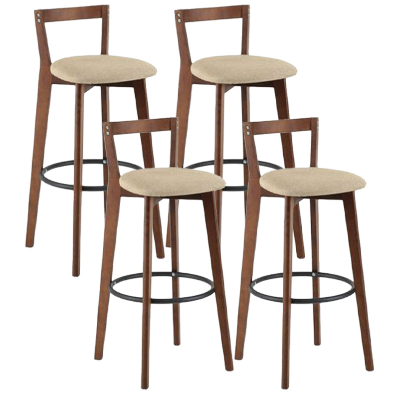Simple Brown Wood Barstool Nordic Indoor Tall Stool with Upholstered Khaki 4 Piece Set Clearhalo 'Bar Furniture' 'Bar Stools' 'bar_stools' 'furn' 'furn_bar_stools' 'furniture_bar_stools' 'Kitchen & Dining Furniture' 'kitchen&dining_furn' 'kitchen' 'kitchen_furn' Furniture' 4431207