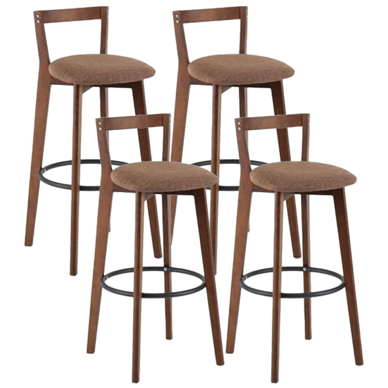 Simple Brown Wood Barstool Nordic Indoor Tall Stool with Upholstered Coffee 4 Piece Set Clearhalo 'Bar Furniture' 'Bar Stools' 'bar_stools' 'furn' 'furn_bar_stools' 'furniture_bar_stools' 'Kitchen & Dining Furniture' 'kitchen&dining_furn' 'kitchen' 'kitchen_furn' Furniture' 4431208