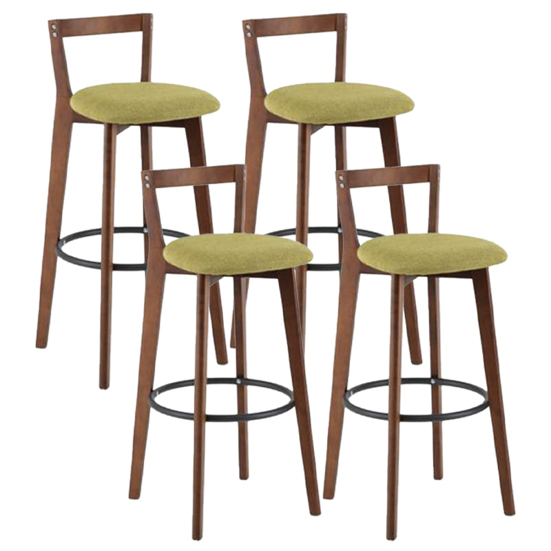 Simple Brown Wood Barstool Nordic Indoor Tall Stool with Upholstered Green 4 Piece Set Clearhalo 'Bar Furniture' 'Bar Stools' 'bar_stools' 'furn' 'furn_bar_stools' 'furniture_bar_stools' 'Kitchen & Dining Furniture' 'kitchen&dining_furn' 'kitchen' 'kitchen_furn' Furniture' 4431209