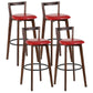 Simple Brown Wood Barstool Nordic Indoor Tall Stool with Upholstered Red 4 Piece Set Clearhalo 'Bar Furniture' 'Bar Stools' 'bar_stools' 'furn' 'furn_bar_stools' 'furniture_bar_stools' 'Kitchen & Dining Furniture' 'kitchen&dining_furn' 'kitchen' 'kitchen_furn' Furniture' 4431210