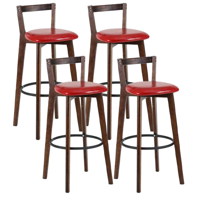 Simple Brown Wood Barstool Nordic Indoor Tall Stool with Upholstered Red 4 Piece Set Clearhalo 'Bar Furniture' 'Bar Stools' 'bar_stools' 'furn' 'furn_bar_stools' 'furniture_bar_stools' 'Kitchen & Dining Furniture' 'kitchen&dining_furn' 'kitchen' 'kitchen_furn' Furniture' 4431210