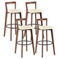 Simple Brown Wood Barstool Nordic Indoor Tall Stool with Upholstered Off-White 4 Piece Set Clearhalo 'Bar Furniture' 'Bar Stools' 'bar_stools' 'furn' 'furn_bar_stools' 'furniture_bar_stools' 'Kitchen & Dining Furniture' 'kitchen&dining_furn' 'kitchen' 'kitchen_furn' Furniture' 4431211