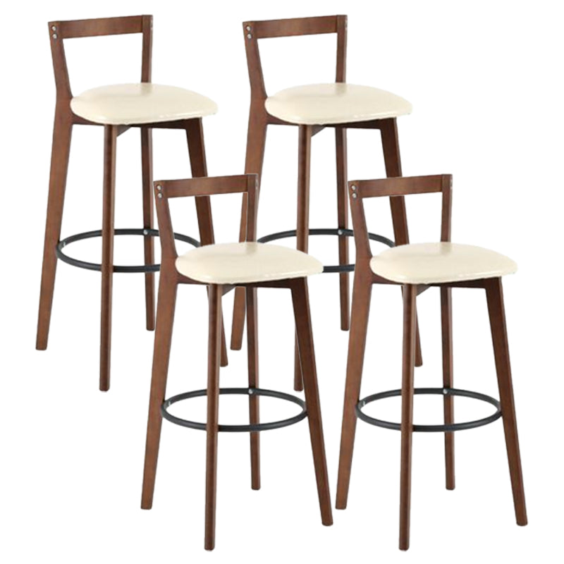 Simple Brown Wood Barstool Nordic Indoor Tall Stool with Upholstered Off-White 4 Piece Set Clearhalo 'Bar Furniture' 'Bar Stools' 'bar_stools' 'furn' 'furn_bar_stools' 'furniture_bar_stools' 'Kitchen & Dining Furniture' 'kitchen&dining_furn' 'kitchen' 'kitchen_furn' Furniture' 4431211