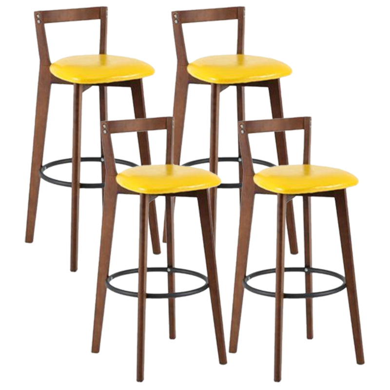 Simple Brown Wood Barstool Nordic Indoor Tall Stool with Upholstered Yellow 4 Piece Set Clearhalo 'Bar Furniture' 'Bar Stools' 'bar_stools' 'furn' 'furn_bar_stools' 'furniture_bar_stools' 'Kitchen & Dining Furniture' 'kitchen&dining_furn' 'kitchen' 'kitchen_furn' Furniture' 4431212