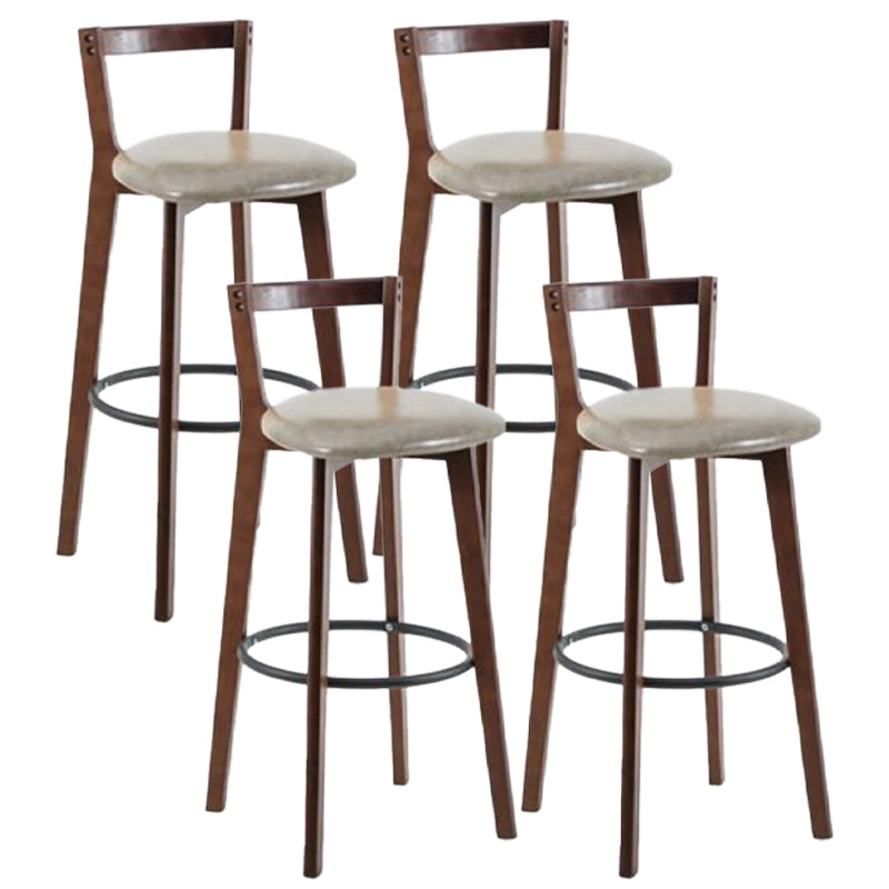 Simple Brown Wood Barstool Nordic Indoor Tall Stool with Upholstered Light Gray 4 Piece Set Clearhalo 'Bar Furniture' 'Bar Stools' 'bar_stools' 'furn' 'furn_bar_stools' 'furniture_bar_stools' 'Kitchen & Dining Furniture' 'kitchen&dining_furn' 'kitchen' 'kitchen_furn' Furniture' 4431213