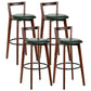Simple Brown Wood Barstool Nordic Indoor Tall Stool with Upholstered Blackish Green 4 Piece Set Clearhalo 'Bar Furniture' 'Bar Stools' 'bar_stools' 'furn' 'furn_bar_stools' 'furniture_bar_stools' 'Kitchen & Dining Furniture' 'kitchen&dining_furn' 'kitchen' 'kitchen_furn' Furniture' 4431216