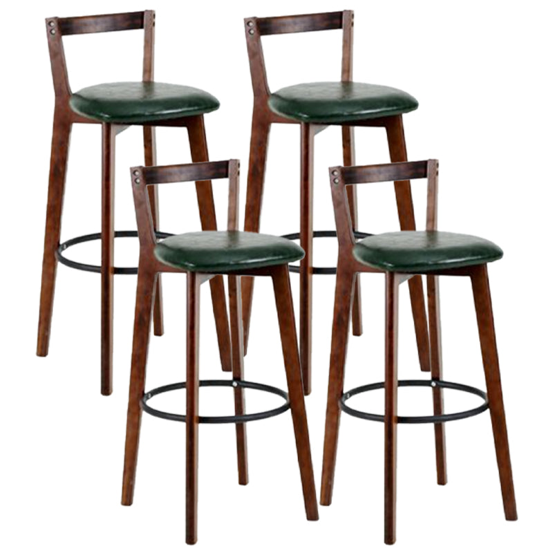 Simple Brown Wood Barstool Nordic Indoor Tall Stool with Upholstered Blackish Green 4 Piece Set Clearhalo 'Bar Furniture' 'Bar Stools' 'bar_stools' 'furn' 'furn_bar_stools' 'furniture_bar_stools' 'Kitchen & Dining Furniture' 'kitchen&dining_furn' 'kitchen' 'kitchen_furn' Furniture' 4431216