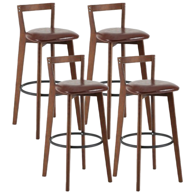Simple Brown Wood Barstool Nordic Indoor Tall Stool with Upholstered Brown 4 Piece Set Clearhalo 'Bar Furniture' 'Bar Stools' 'bar_stools' 'furn' 'furn_bar_stools' 'furniture_bar_stools' 'Kitchen & Dining Furniture' 'kitchen&dining_furn' 'kitchen' 'kitchen_furn' Furniture' 4431217