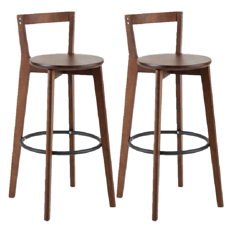 Simple Brown Wood Barstool Nordic Indoor Tall Stool with Upholstered Dark Brown 2 Piece Set Clearhalo 'Bar Furniture' 'Bar Stools' 'bar_stools' 'furn' 'furn_bar_stools' 'furniture_bar_stools' 'Kitchen & Dining Furniture' 'kitchen&dining_furn' 'kitchen' 'kitchen_furn' Furniture' 4431219