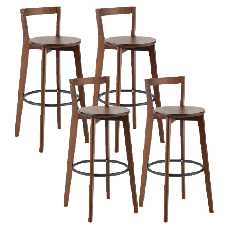 Simple Brown Wood Barstool Nordic Indoor Tall Stool with Upholstered Dark Brown 4 Piece Set Clearhalo 'Bar Furniture' 'Bar Stools' 'bar_stools' 'furn' 'furn_bar_stools' 'furniture_bar_stools' 'Kitchen & Dining Furniture' 'kitchen&dining_furn' 'kitchen' 'kitchen_furn' Furniture' 4431220