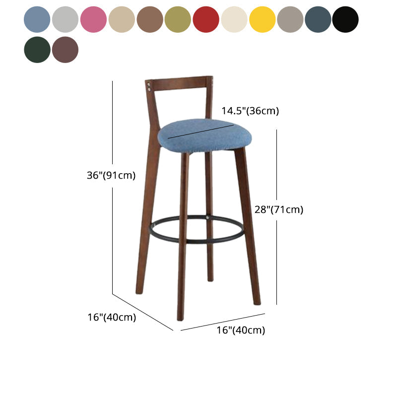 Simple Brown Wood Barstool Nordic Indoor Tall Stool with Upholstered Clearhalo 'Bar Furniture' 'Bar Stools' 'bar_stools' 'furn' 'furn_bar_stools' 'furniture_bar_stools' 'Kitchen & Dining Furniture' 'kitchen&dining_furn' 'kitchen' 'kitchen_furn' Furniture' 4431221