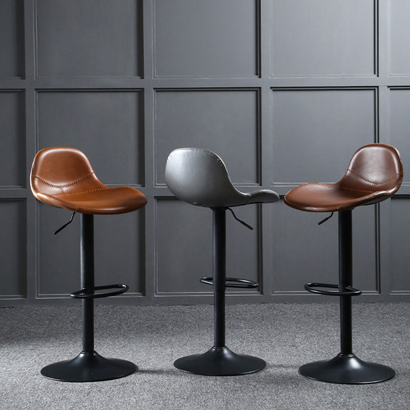 Adjustable Height Iron Leather Counter Stools Black Swivel Scandinavian Bar Stools Clearhalo 'Bar Furniture' 'Bar Stools' 'bar_stools' 'furn' 'furn_bar_stools' 'furniture_bar_stools' 'Kitchen & Dining Furniture' 'kitchen&dining_furn' 'kitchen' 'kitchen_furn' Furniture' 4431224