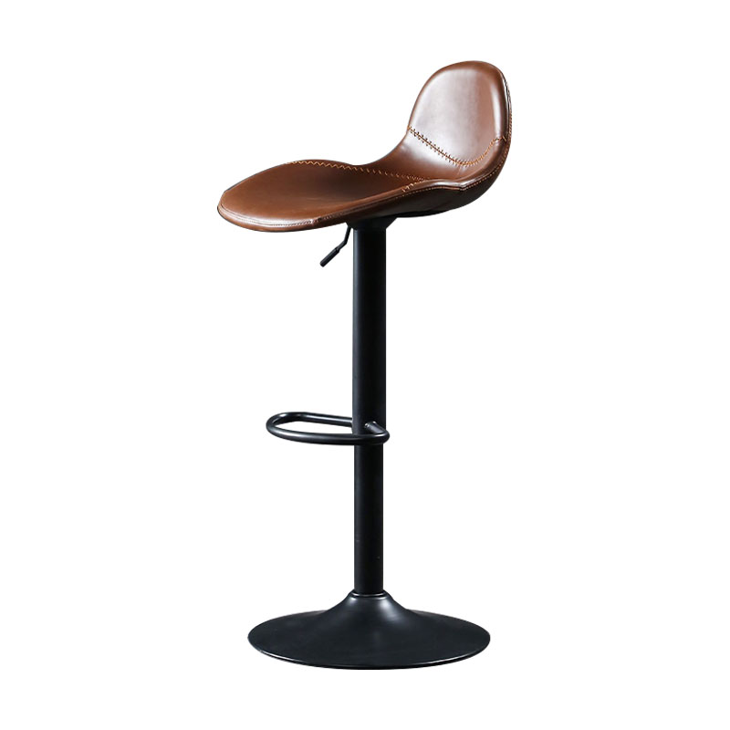Adjustable Height Iron Leather Counter Stools Black Swivel Scandinavian Bar Stools Dark Brown 1 Piece Clearhalo 'Bar Furniture' 'Bar Stools' 'bar_stools' 'furn' 'furn_bar_stools' 'furniture_bar_stools' 'Kitchen & Dining Furniture' 'kitchen&dining_furn' 'kitchen' 'kitchen_furn' Furniture' 4431229