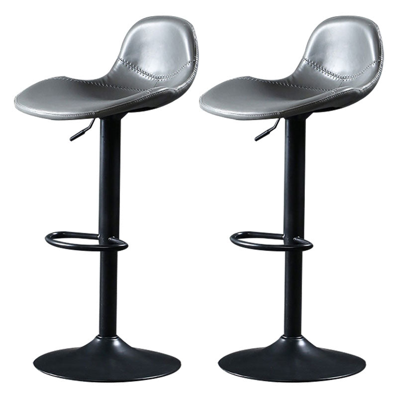 Adjustable Height Iron Leather Counter Stools Black Swivel Scandinavian Bar Stools Grey 2 Piece Set Clearhalo 'Bar Furniture' 'Bar Stools' 'bar_stools' 'furn' 'furn_bar_stools' 'furniture_bar_stools' 'Kitchen & Dining Furniture' 'kitchen&dining_furn' 'kitchen' 'kitchen_furn' Furniture' 4431233