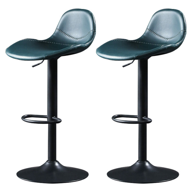 Adjustable Height Iron Leather Counter Stools Black Swivel Scandinavian Bar Stools Blue 2 Piece Set Clearhalo 'Bar Furniture' 'Bar Stools' 'bar_stools' 'furn' 'furn_bar_stools' 'furniture_bar_stools' 'Kitchen & Dining Furniture' 'kitchen&dining_furn' 'kitchen' 'kitchen_furn' Furniture' 4431235
