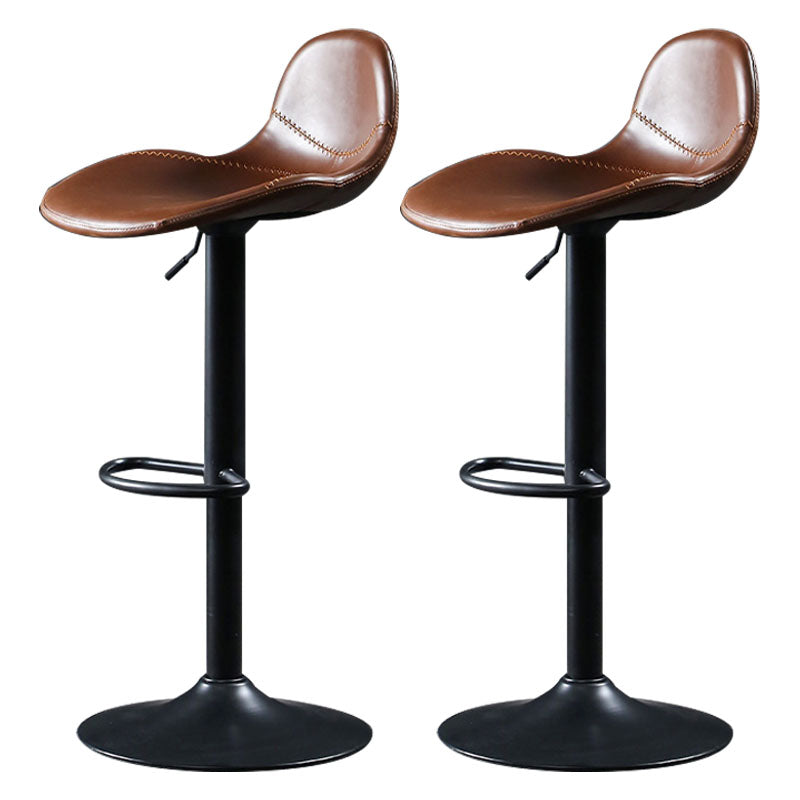 Adjustable Height Iron Leather Counter Stools Black Swivel Scandinavian Bar Stools Dark Brown 2 Piece Set Clearhalo 'Bar Furniture' 'Bar Stools' 'bar_stools' 'furn' 'furn_bar_stools' 'furniture_bar_stools' 'Kitchen & Dining Furniture' 'kitchen&dining_furn' 'kitchen' 'kitchen_furn' Furniture' 4431236