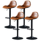 Adjustable Height Iron Leather Counter Stools Black Swivel Scandinavian Bar Stools Brown 4 Piece Set Clearhalo 'Bar Furniture' 'Bar Stools' 'bar_stools' 'furn' 'furn_bar_stools' 'furniture_bar_stools' 'Kitchen & Dining Furniture' 'kitchen&dining_furn' 'kitchen' 'kitchen_furn' Furniture' 4431238