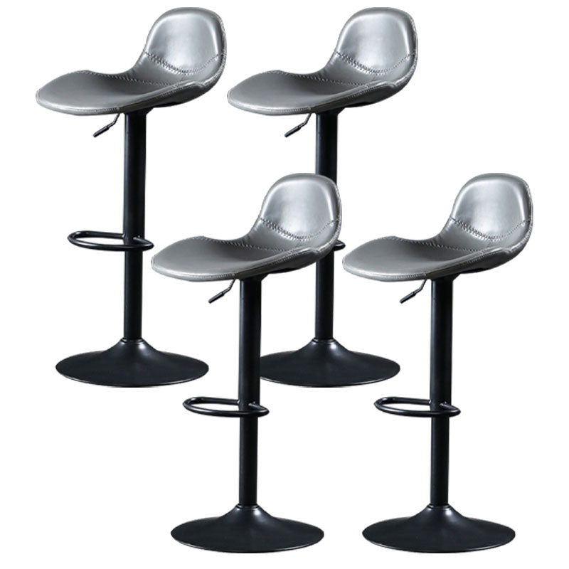 Adjustable Height Iron Leather Counter Stools Black Swivel Scandinavian Bar Stools Grey 4 Piece Set Clearhalo 'Bar Furniture' 'Bar Stools' 'bar_stools' 'furn' 'furn_bar_stools' 'furniture_bar_stools' 'Kitchen & Dining Furniture' 'kitchen&dining_furn' 'kitchen' 'kitchen_furn' Furniture' 4431240