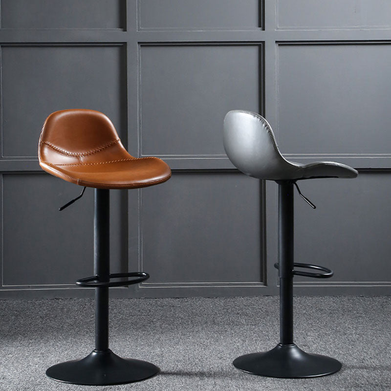 Adjustable Height Iron Leather Counter Stools Black Swivel Scandinavian Bar Stools Clearhalo 'Bar Furniture' 'Bar Stools' 'bar_stools' 'furn' 'furn_bar_stools' 'furniture_bar_stools' 'Kitchen & Dining Furniture' 'kitchen&dining_furn' 'kitchen' 'kitchen_furn' Furniture' 4431241